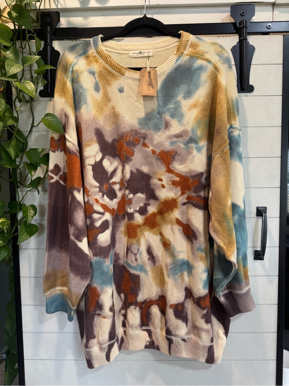 NATURAL LIFE Multi-Color Tie-Dye Oversized Sweatshirt Dress